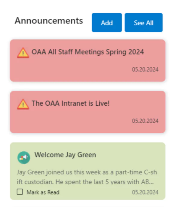 Alerts & Announcements